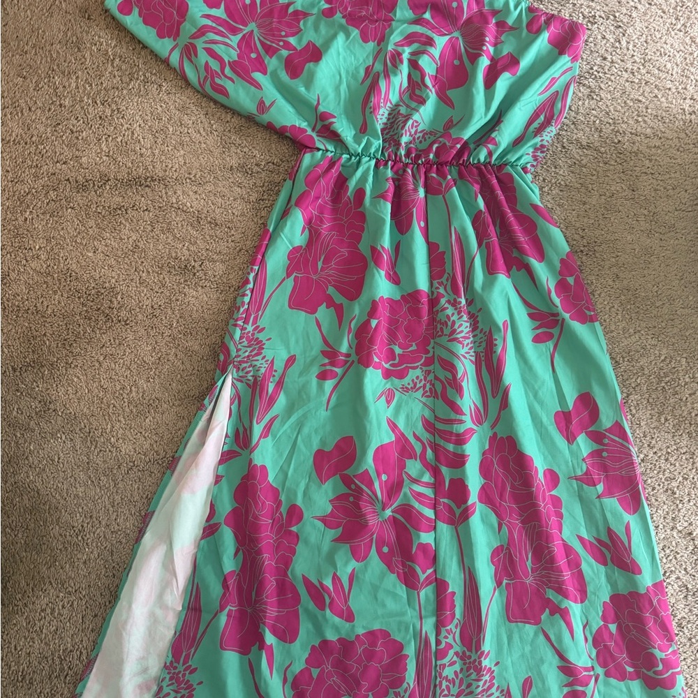 Floral Women’s Dress in Pink and Green- sz L